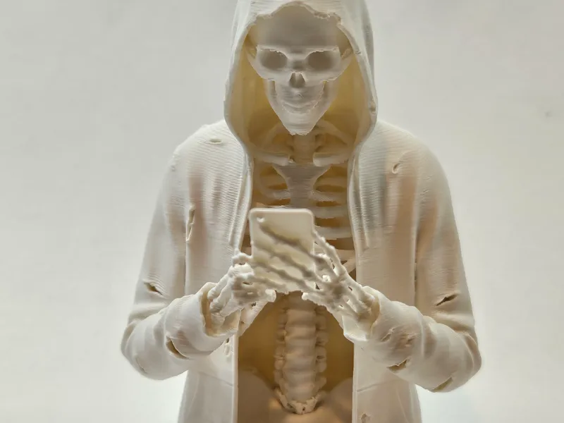 Skeleton on a cellphone