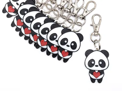 Cute Panda with Heart Keychain