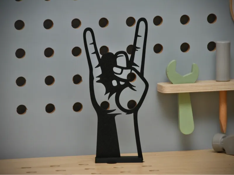 Devil Horns Hand Gesture – Minimalist Desk Decor