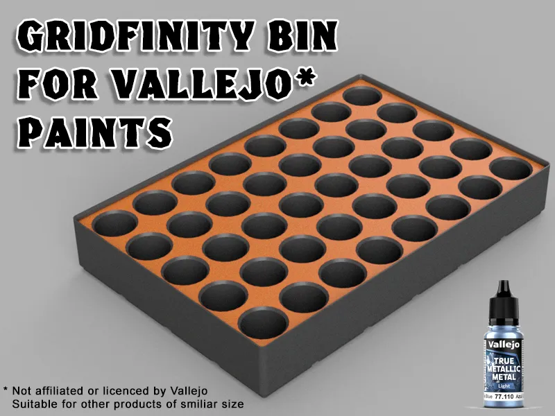 Gridfinity Bin for Vallejo Paints (6x4x5)