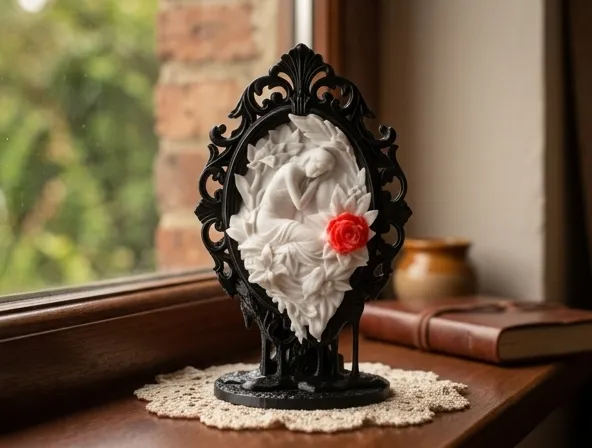 Gothic Rose Cameo Sculpture - Romantic Decor