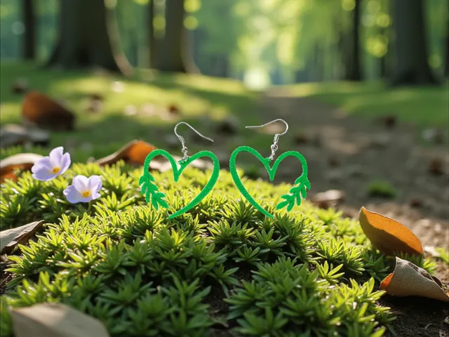 Leaf heart earrings