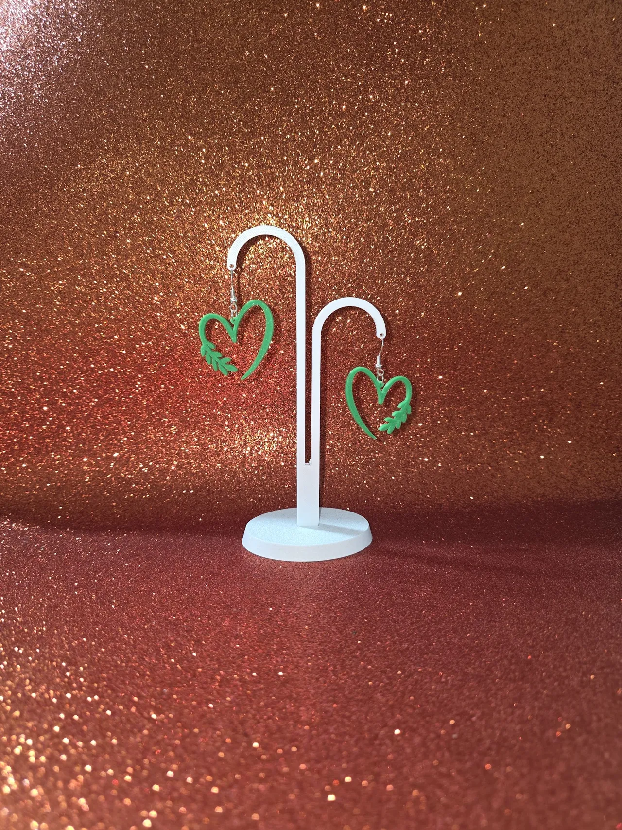 Leaf heart earrings view 3