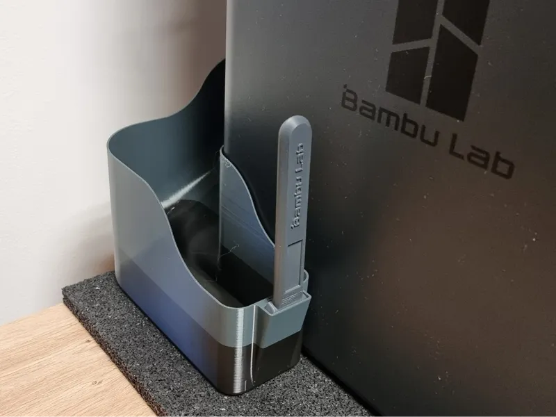 Filament poop bin with scraper holder - X1C, P1S