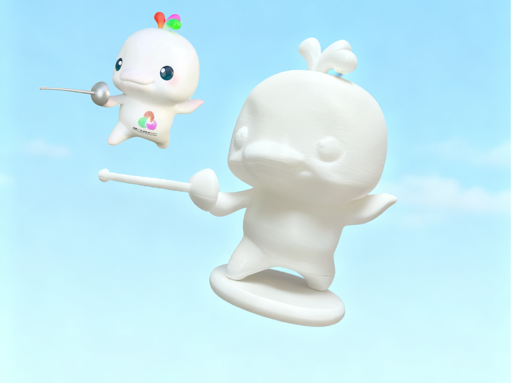 Miniatura 2 do modelo 3D 已拆件 无需AMS 击剑大湾鸡  第十五届全运会吉祥物 喜洋洋 中华白海豚