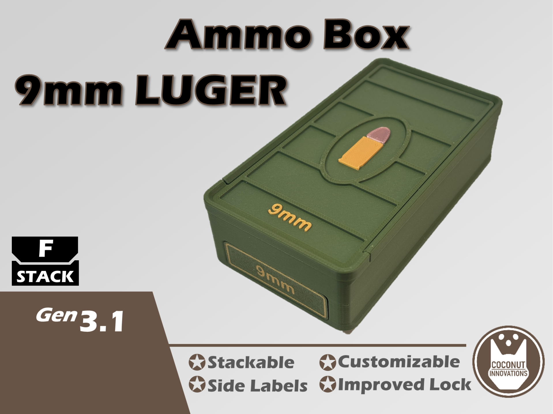 Ammo Storage Box 9mm 50 Rounds