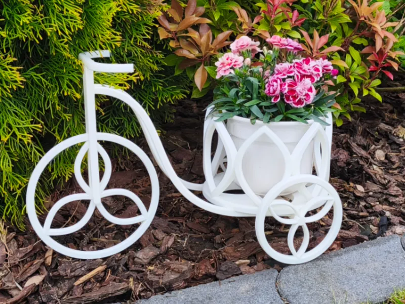 Flower Pot, Tricycle, Bicycle, Garden Decoration.