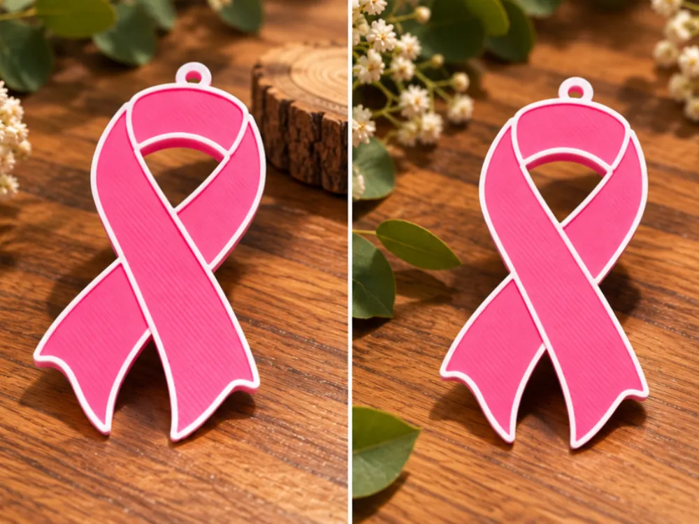 Breast Cancer Awareness Keychain - Free 3D Print Model - MakerWorld