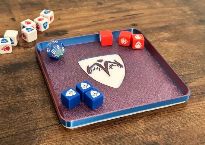 Slim Stackable Dice Tray - Defense Dice Symbol