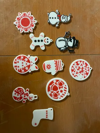 a set of Christmas ornaments