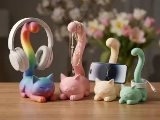 Cute Cat Stand – Headphones, Phone & Jewelry