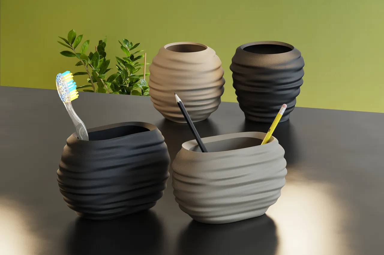 Modern Japandi Wabi-Sabi Pencil Holder & Brush Cup view 3