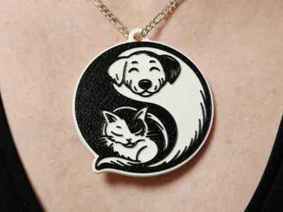 Cat and Dog: Yin-Yang pendant (3D print)