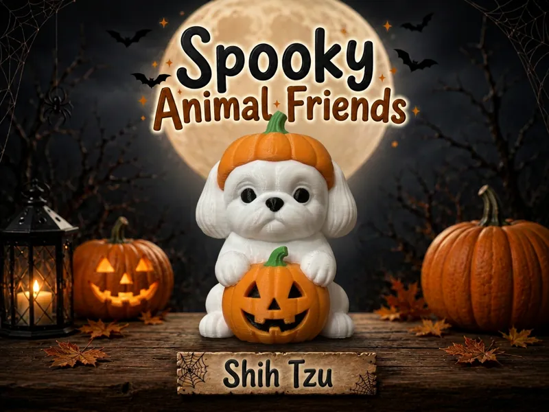 Shih Tzu Pumpkin Spooky Animal Friends