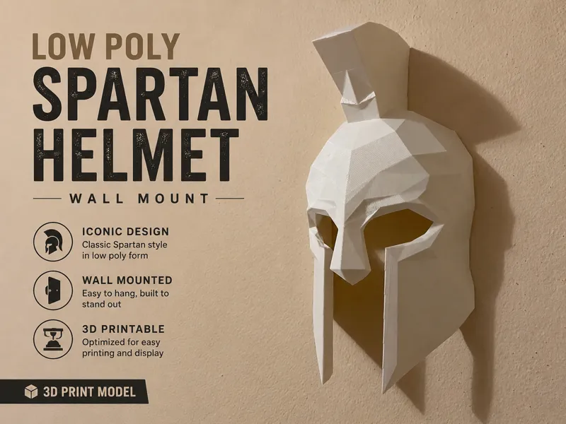 Low Poly Spartan Helmet Decor - Wall Mounted 