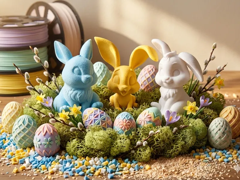 3x Easter decoration, A cute smiling Easter bunny