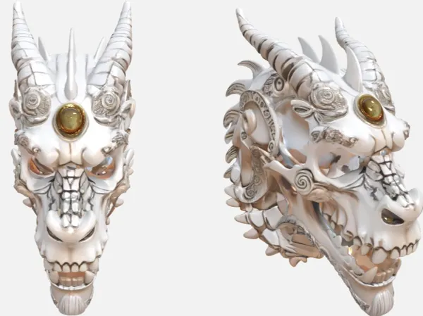 Crâne de dragon orné