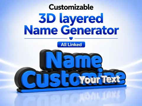 Letrero o emblema decorativo: Customizable 3D layered Name Sign Generator — referencia de MakerWorld