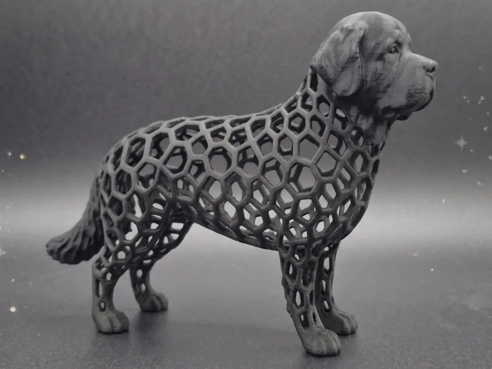 Figura decorativa: Stylized Voronoi Newfoundland dog Figure Sculpture. Referencia del modelo original.