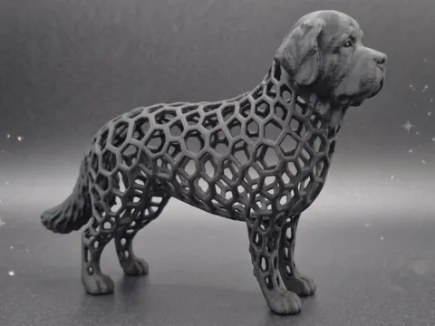 Figura decorativa: Stylized Voronoi Newfoundland dog Figure Sculpture — referencia de MakerWorld