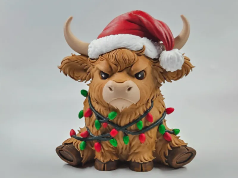 Grumpy Christmas Highland Cow