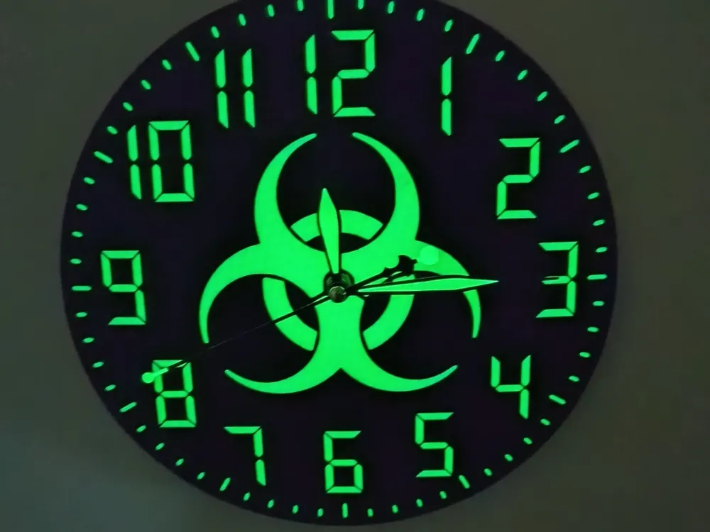 Biohazard Clock 9 3/4 glow in the dark biohazard wall clock - Free 3D Print Model ...