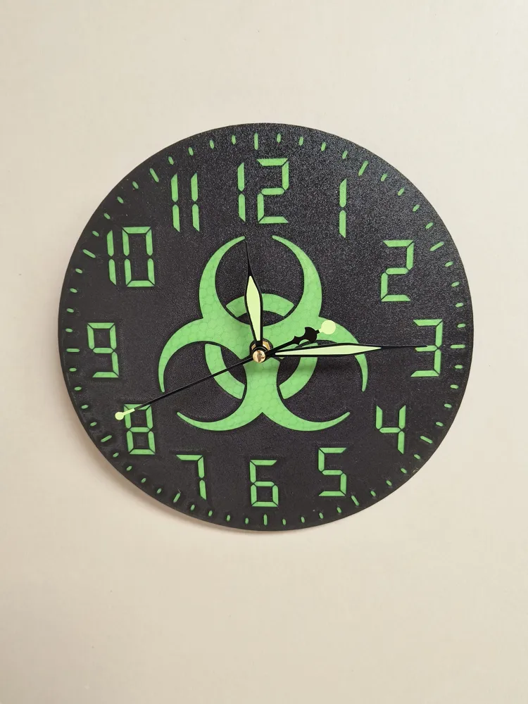 Biohazard Clock 9 3/4 glow in the dark biohazard wall clock by hobbie_Of_The_Week ...