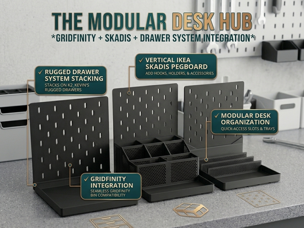 Gridfinity Skadis Desk Organizer Tray