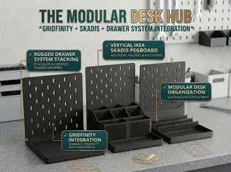 Gridfinity Skadis Desk Organizer Tray