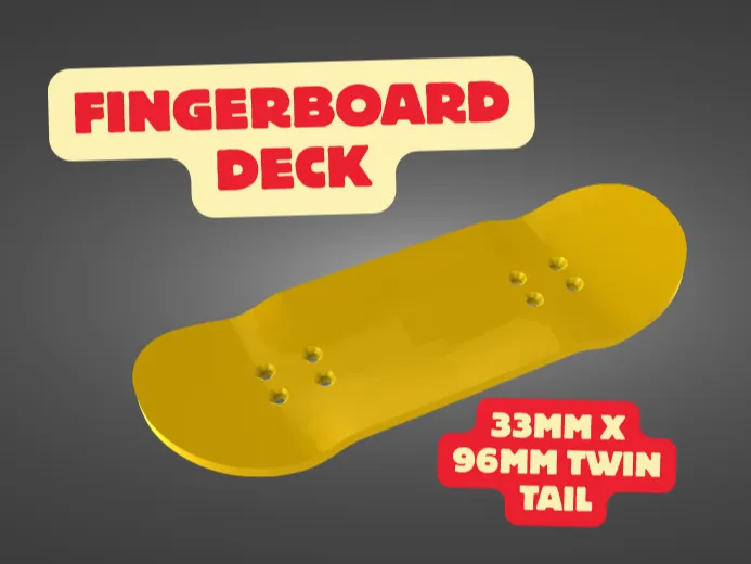 33mm x 96mm popsicle shape fingerboard deck