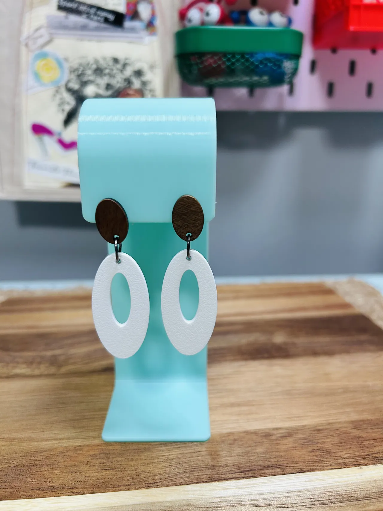 retro oval easy print earrings view 2