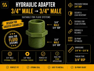 Raccordo Idraulico 3/4" M → 3/4" M GAS/BSP