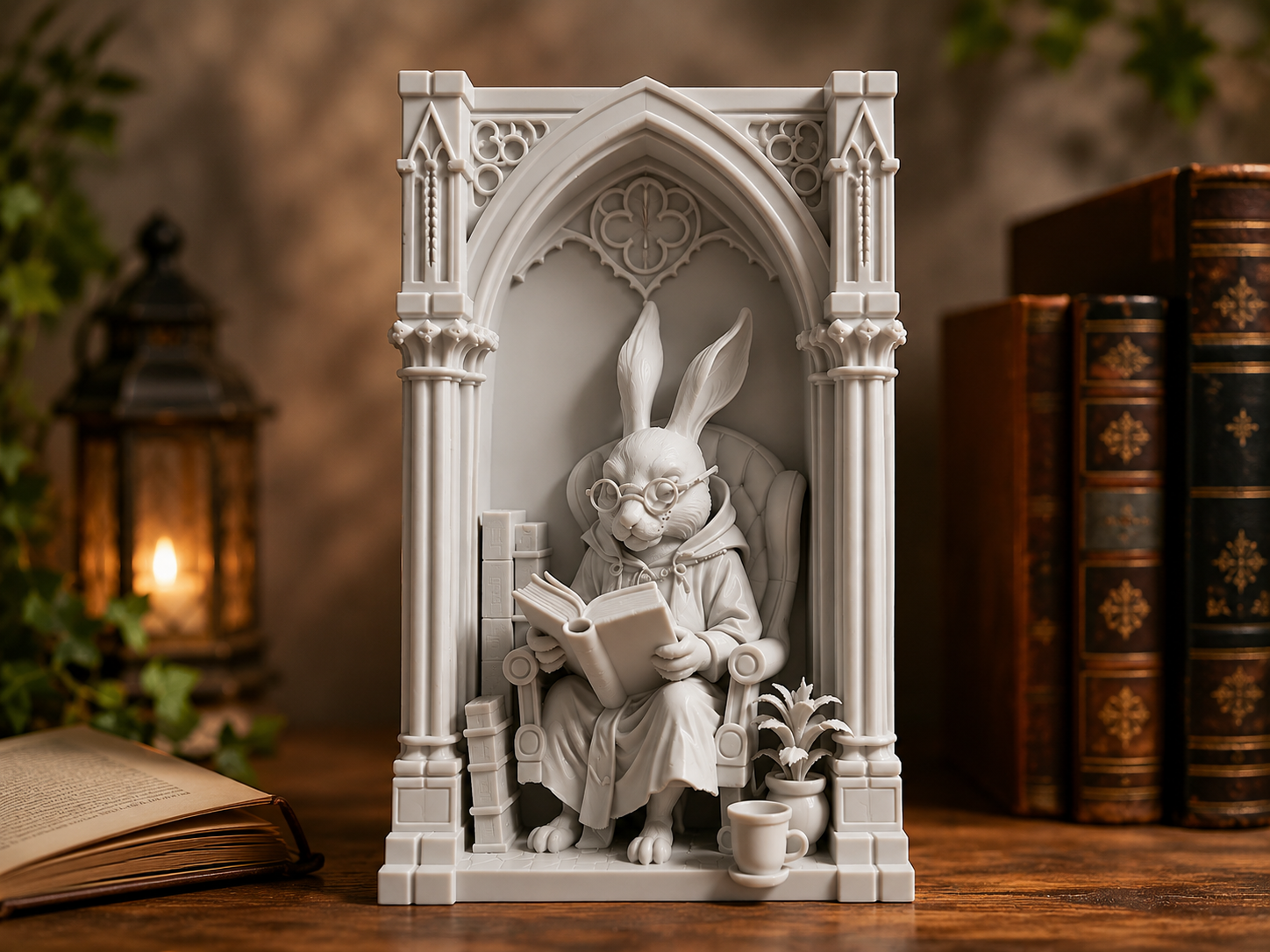 Scholar Reading rabbit Book Nook - 3D printed Decor, in stock in India