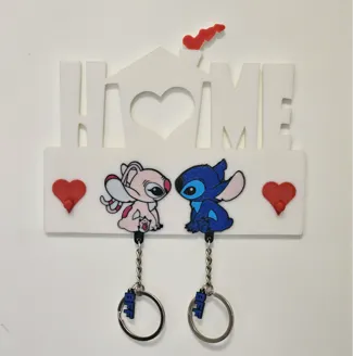 Angel and Stitch Keychains and Keychain Holder