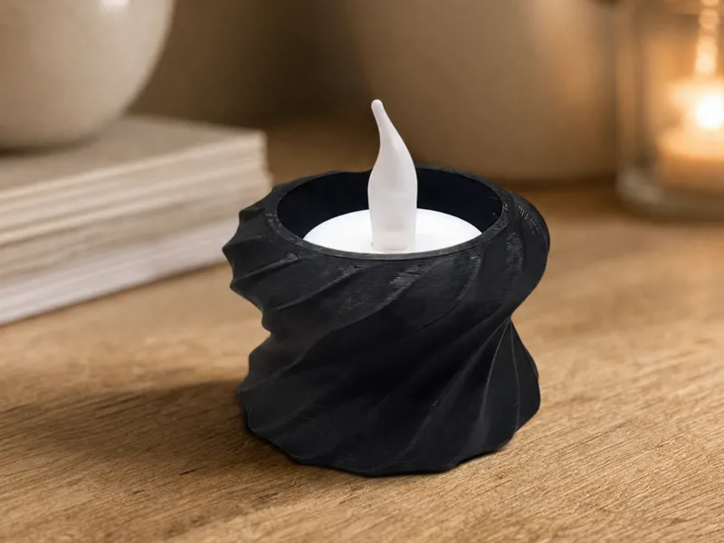 Tealight holder, wavy curved