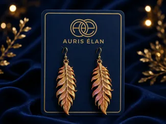 Auris Élan Golden Feather Earrings