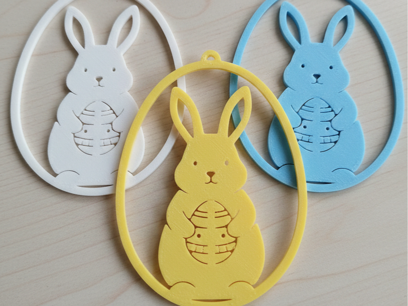 Minimalist Easter Egg Ornament #3 - Bunny with Egg