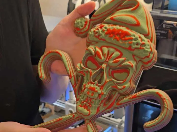 Twisted Santa Skull – 3D Printed Wall Art