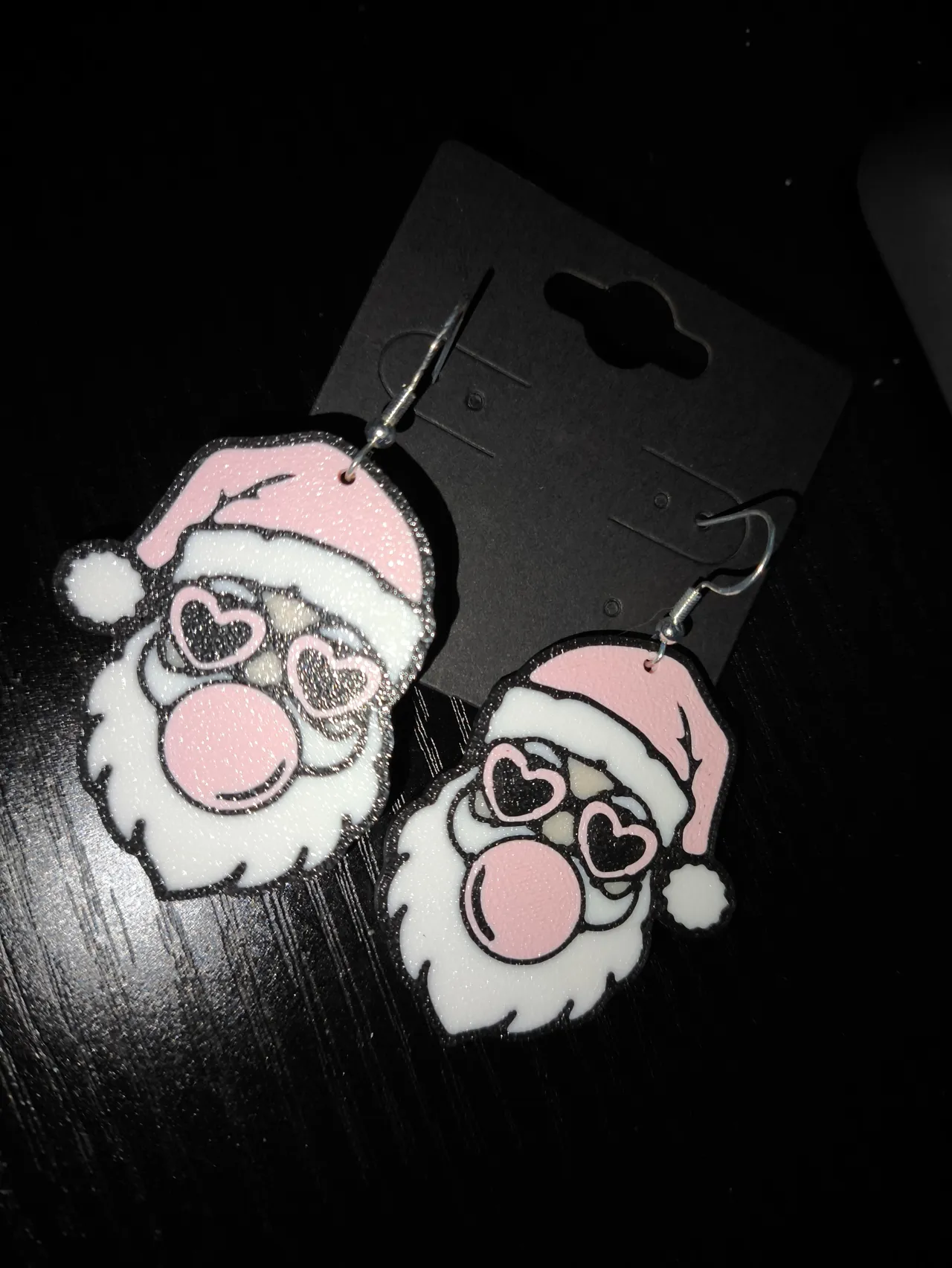 Boucles d'oreilles père noël bubble gum view 3