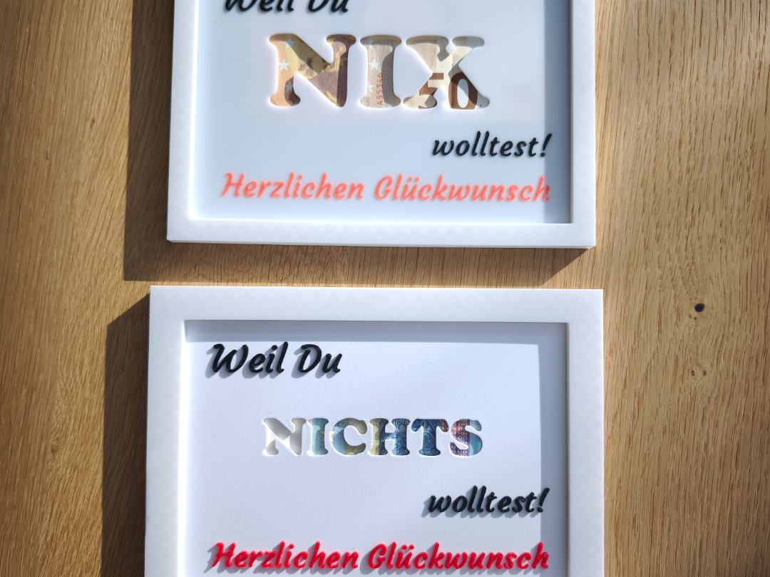 Geld-Geschenk mit Rahmen Die Rahmen!!