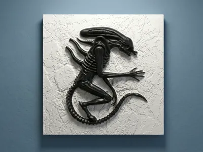 Alien Xenomorph Fossil Relief Sculpture