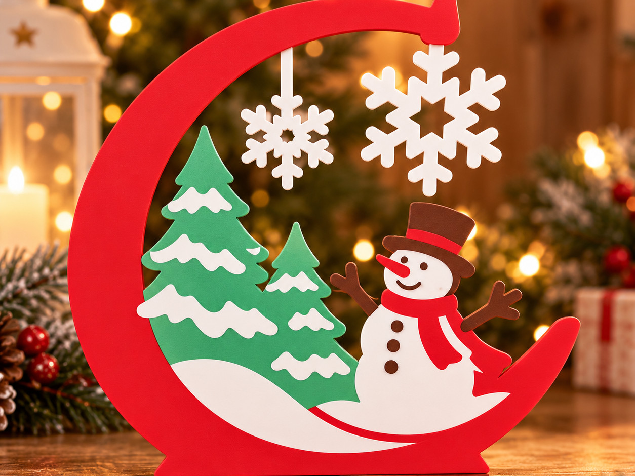 Snowman Freestanding Chrismas Ornament 3D model