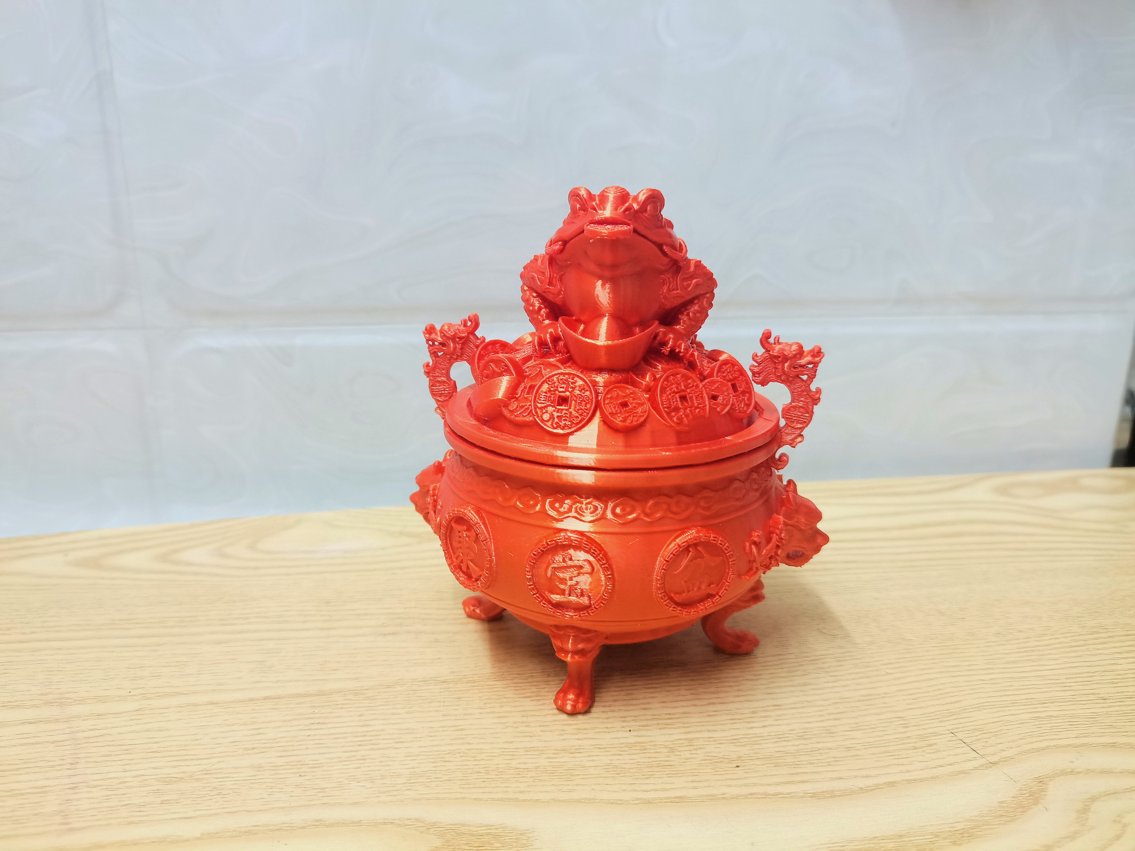 Miniatura 3 do modelo 3D 金蟾聚宝龙纹聚宝盆