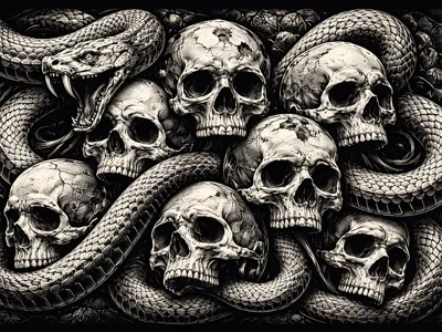 Terrarium Background 70x30cm (snake skulls)