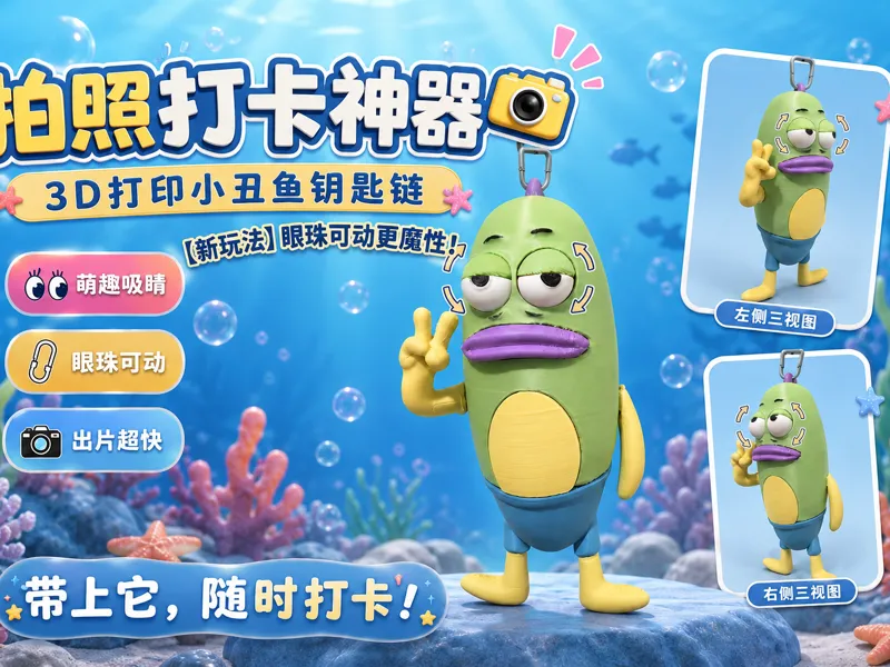比奇堡比耶小丑鱼挂件 旅游拍照打卡神器 眼珠可转