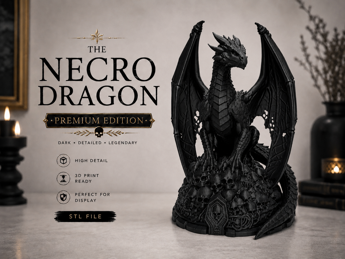 Necro Dragon – Skull Throne (Easy Print)