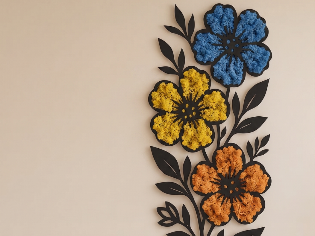 Elegant Floral Moss Wall Art Base Flower Decor 