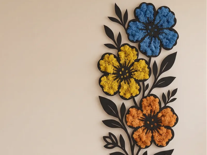 Elegant Floral Moss Wall Art Base Flower Decor 