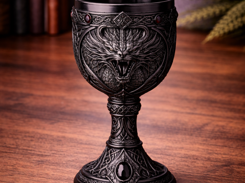 Dragon Goblet – Fantasy Chalice with Gem Details