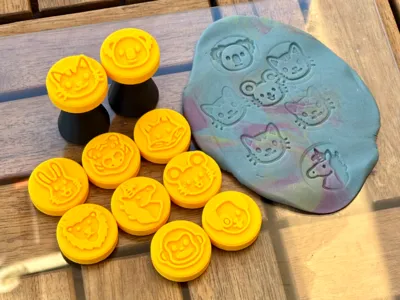 Animals Modeling Clay Stamps with Ergonomic Handle